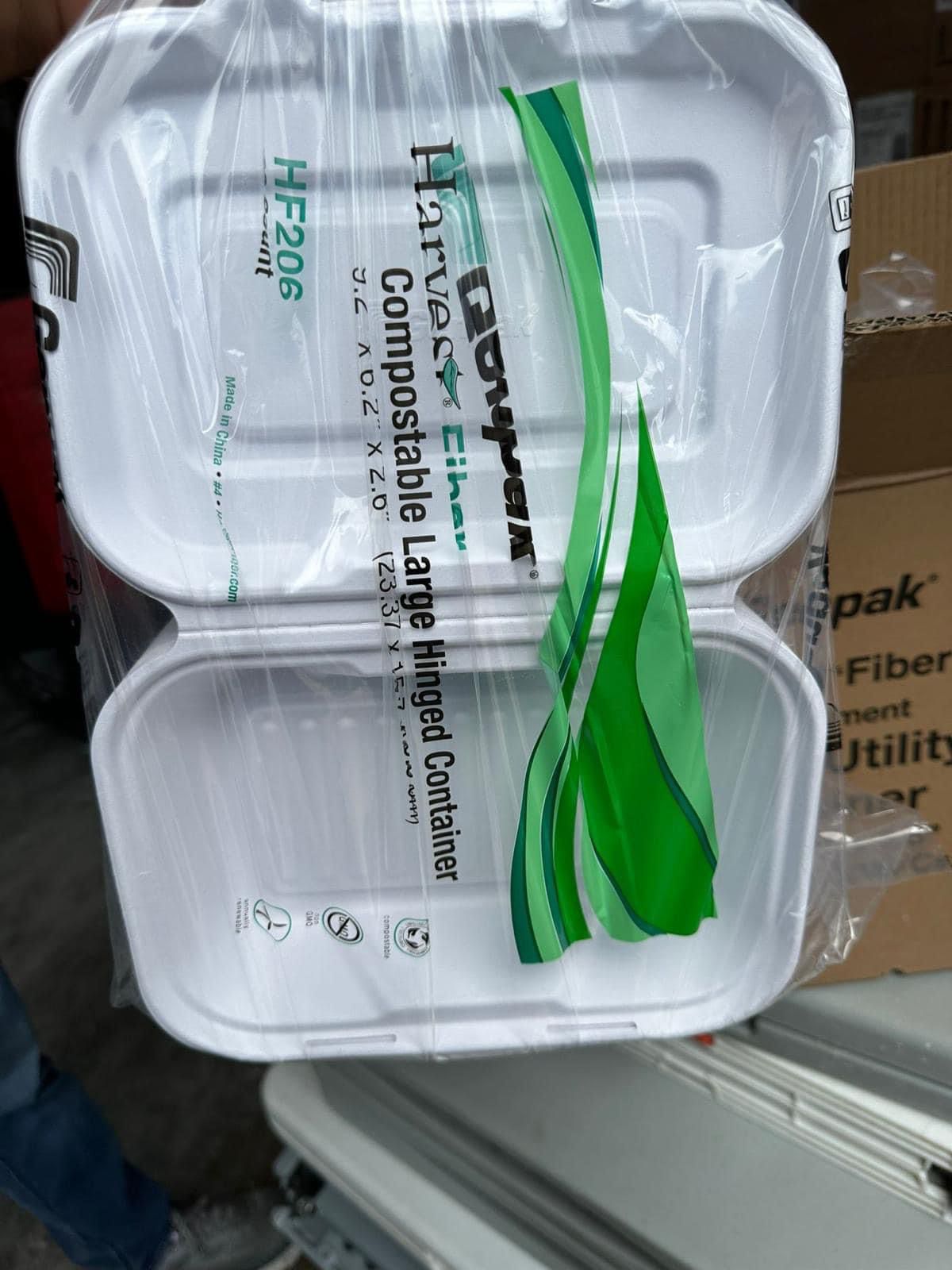 Biodegradable paper hinge containers
