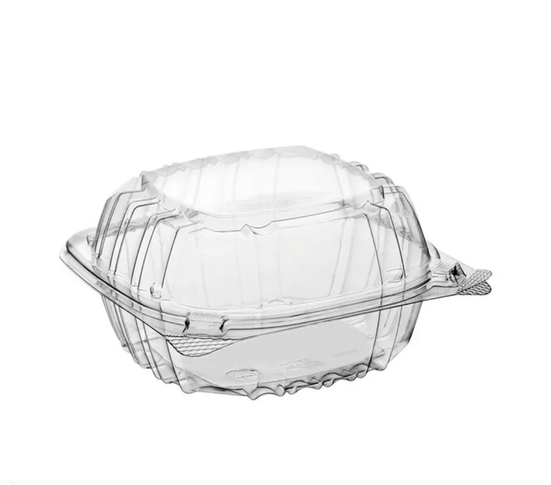 Plastic hinge clear containers
