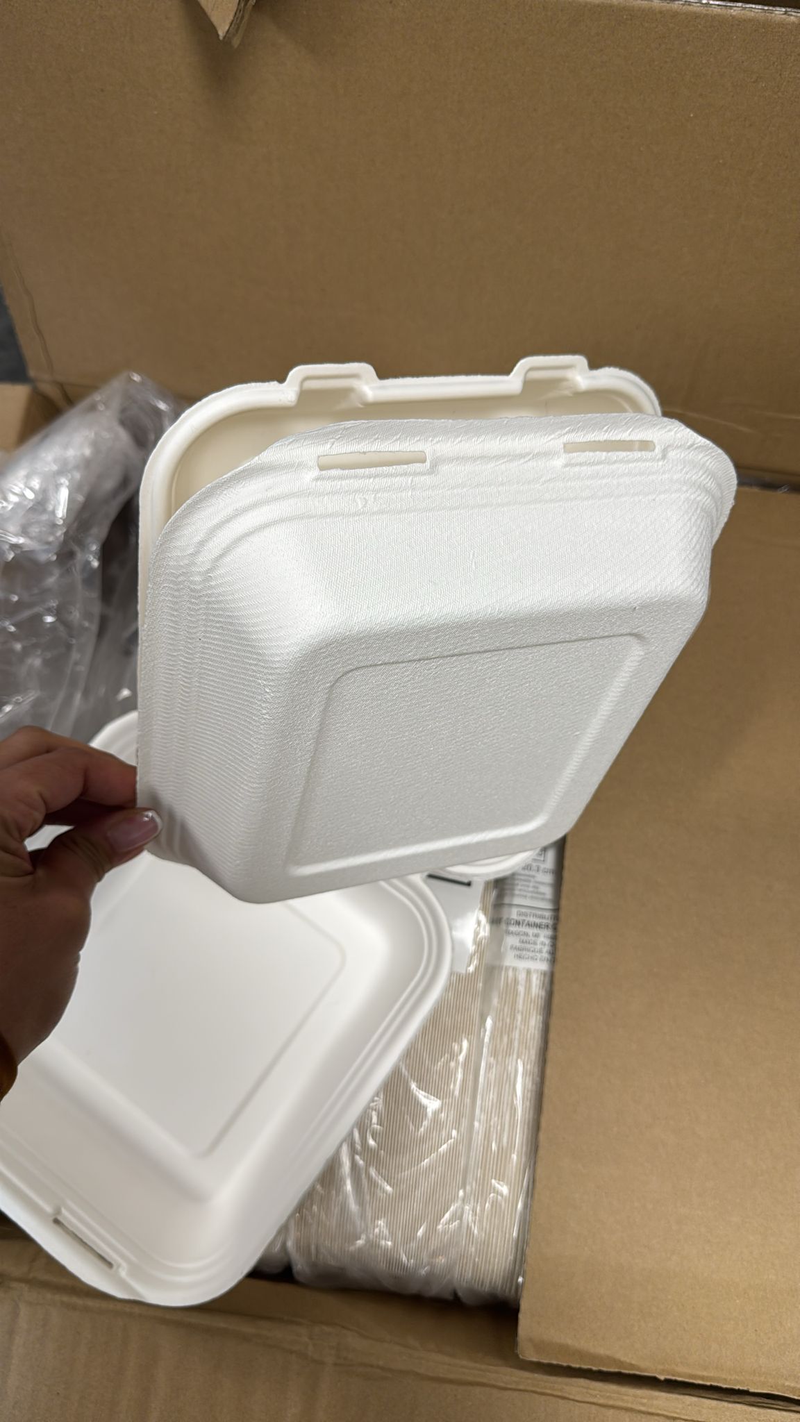 Biodegradable paper hinge containers