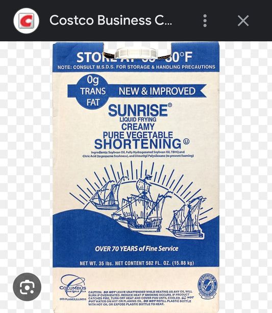 Sunrise creamy vegetable shortening