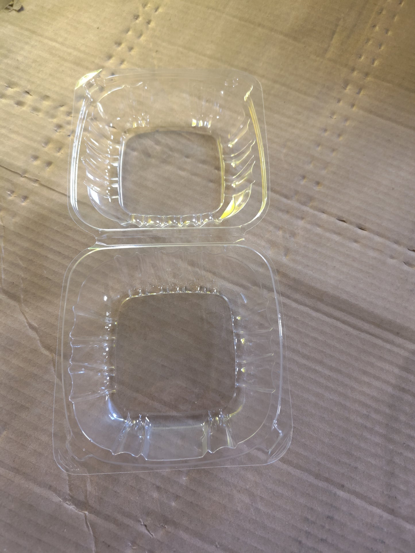 Plastic hinge clear containers